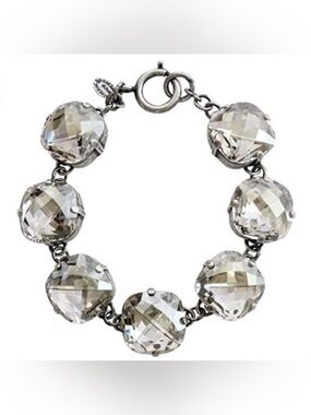 Catherine Popesco Silvertone Crystal Round Bracelet, Crystal CLEAR